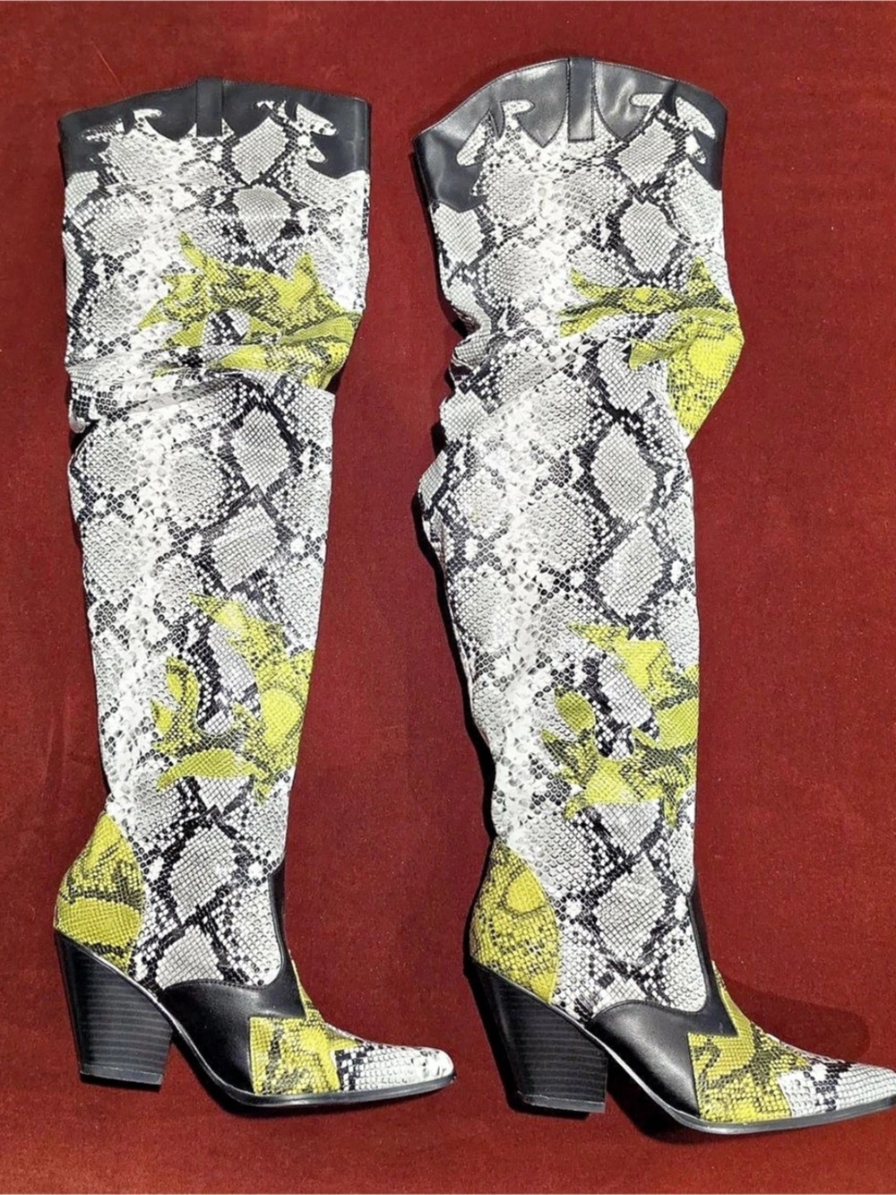 Cape Robbin Hilda Snake Print Over-the-Knee Boots